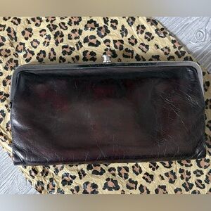 HOBO The Original Lauren wallet/ clutch, black with silvertone double frame.